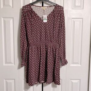 Michael Kors new merlot red print dress size LARGE